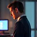 Persona con dolore al collo che fissa uno schermo e occhi affaticati.