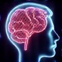 Cervello stilizzato con un percorso di dopamina attivato da icone di app.