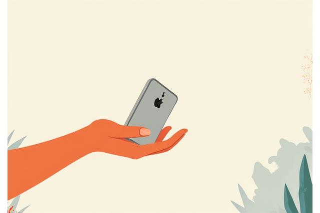 Illustrazione di una persona che gradualmente allontana un telefono, simboleggiando un detox lento e progressivo.