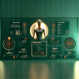 Interfaccia utente che visualizza dati complessi provenienti da un dispositivo wearable, mostrando grafici di battito cardiaco, sonno e attività fisica