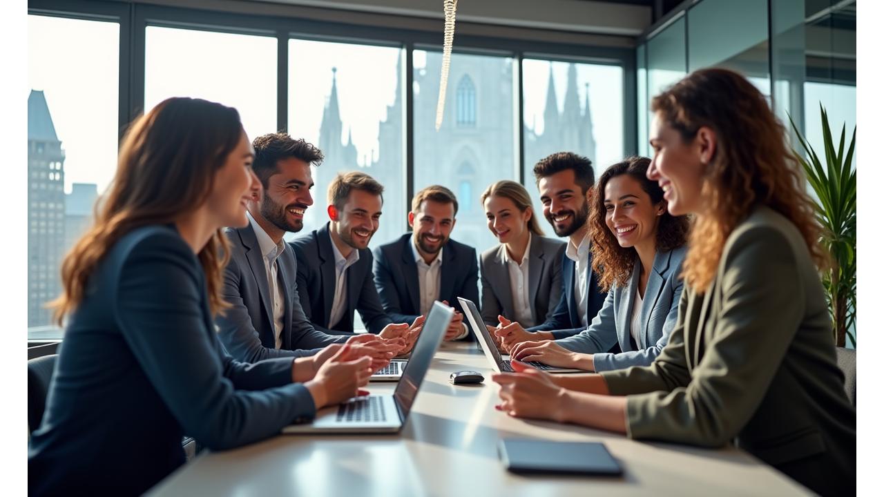 Team multidisciplinare di Rifugio Salute sorride in un moderno ufficio a Milano, unendo competenza medica con innovazione tecnologica.