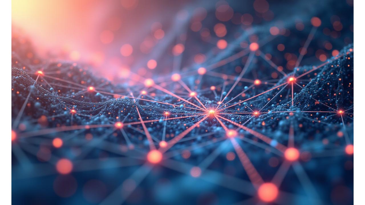 Immagine concettuale di connessioni di dati e reti neurali, che simboleggia le collaborazioni di ricerca e le partnership accademiche di Rifugio Salute.