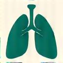 Icona stilizzata di un'app per esercizi di respirazione, con un'onda del respiro che si espande e si contrae, mostrando calma e focus.