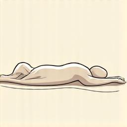 Illustrazione di una persona in relax supino, con onde luminose che si muovono attraverso il corpo, visualizzando la tecnica del Body Scan per un rilassamento profondo.