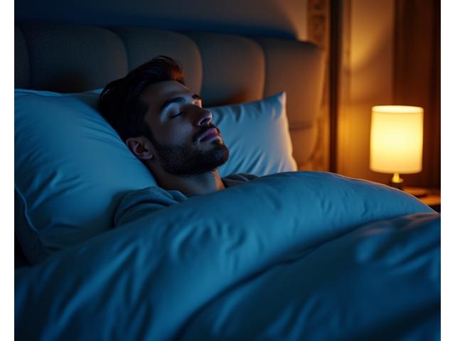 Uomo che dorme profondamente in una stanza buia