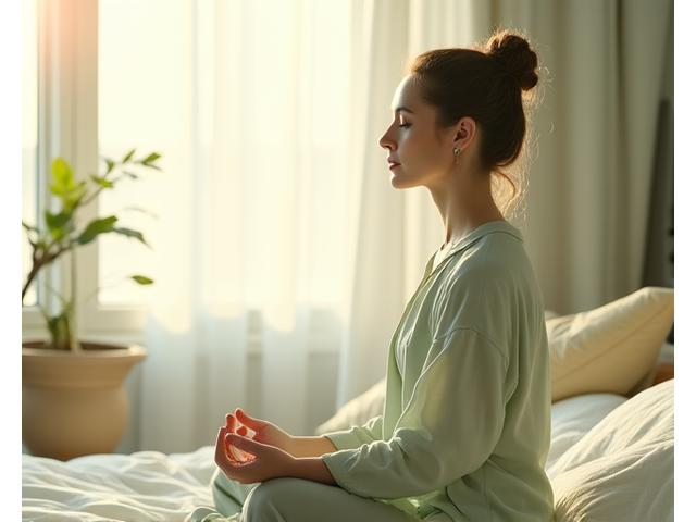 Donna serena che medita per la gestione dello stress