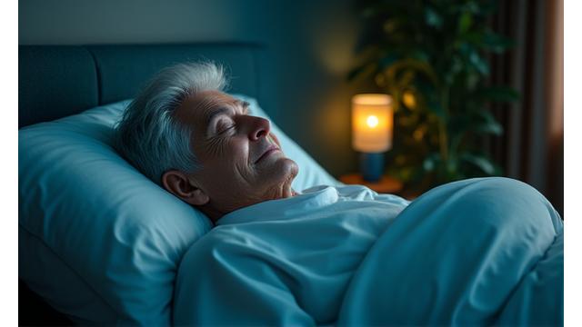 Rappresentazione artistica di un sonno profondo e riposante, con elementi di benessere e tranquillità.